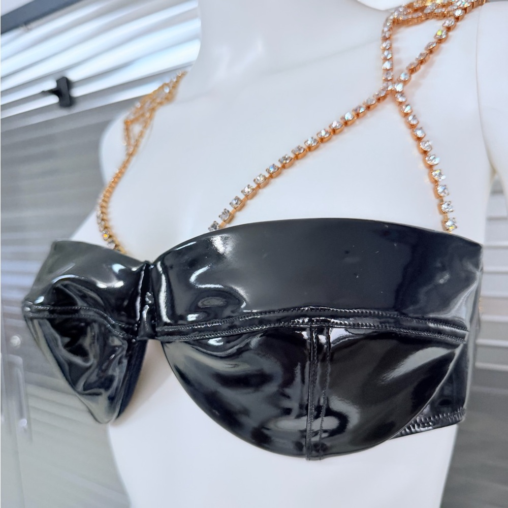 GCDS Crystal Latex Bra Bralette Embellished - Picture 5 of 14